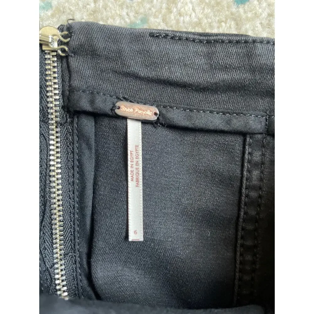 Free People Black High-Waist Denim Mini Skirt